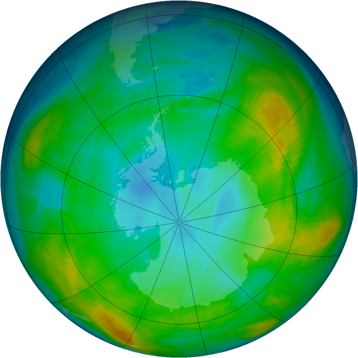 Antarctic ozone map for 20 May 1980